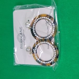 NWT Park Lane Tigers Eye & Rhinestone Hoop Earrings.